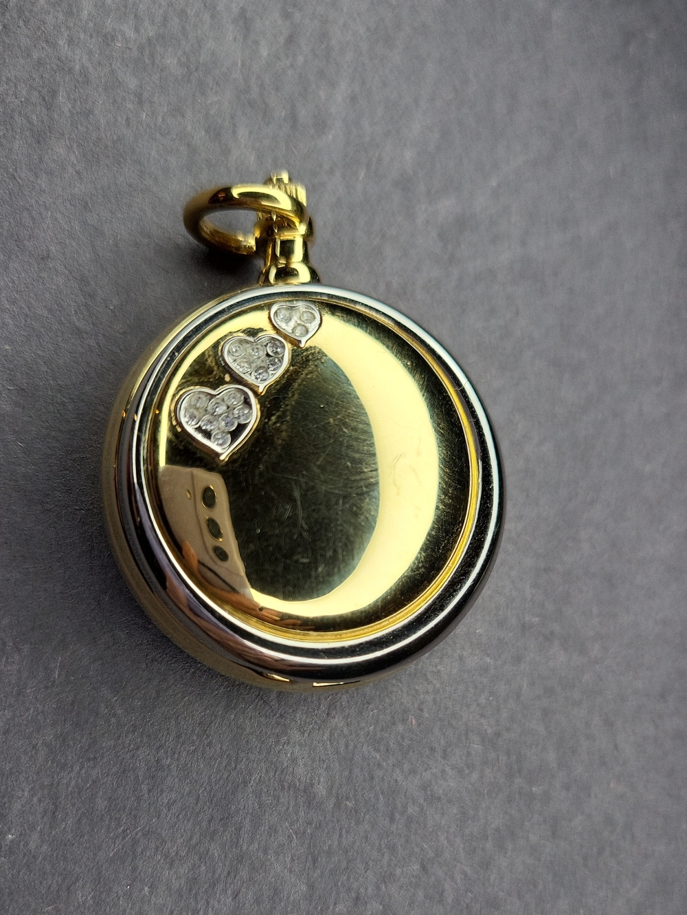 Vanity Fair Gold-Tone Pocket Watch Pendant with Crystal Heart Accents